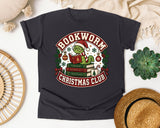 Bookworm Christmas Club graphic tee in Graphite Comfort Colors 1717