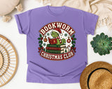 Bookworm Christmas Club graphic tee in Violet Comfort Colors 1717