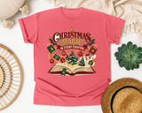 Christmas Magic in Every Chapter graphic tee in Watermelon Comfort Colors 1717