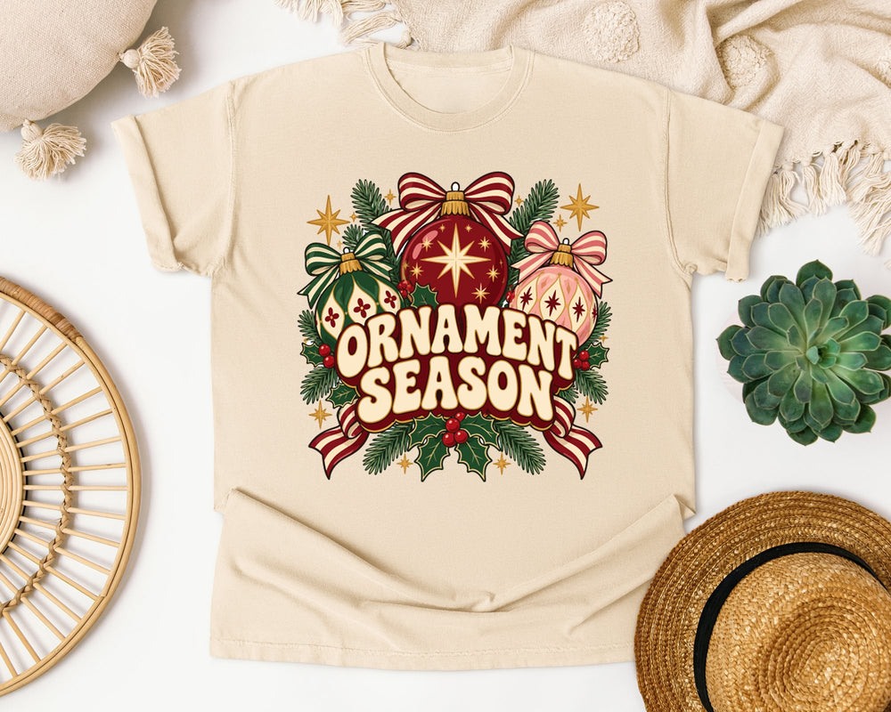 Ornament Season graphic tee in Ivory Comfort Colors 1717