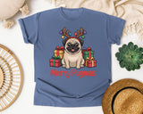 Merry Pugmas graphic tee in Blue Jean Comfort Colors 1717