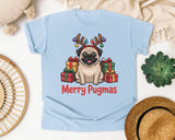 Merry Pugmas graphic tee in Chambray Comfort Colors 1717