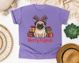 Merry Pugmas graphic tee in Violet Comfort Colors 1717