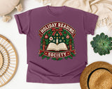 Holiday Reading Society graphic tee in Berry Comfort Colors 1717