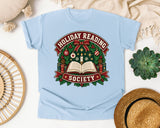 Holiday Reading Society graphic tee in Chambray Comfort Colors 1717