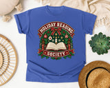 Holiday Reading Society graphic tee in Flo Blue Comfort Colors 1717