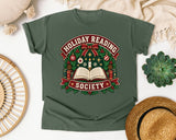 Holiday Reading Society graphic tee in Moss Comfort Colors 1717