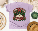 Holiday Reading Society graphic tee in Orchid Comfort Colors 1717