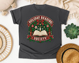 Holiday Reading Society graphic tee in Pepper Comfort Colors 1717