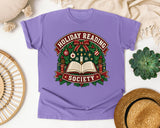 Holiday Reading Society graphic tee in Violet Comfort Colors 1717