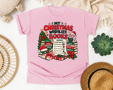 My Christmas Wishlist Books graphic tee in Blossom Comfort Colors 1717