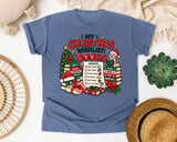 My Christmas Wishlist Books graphic tee in Blue Jean Comfort Colors 1717