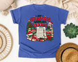 My Christmas Wishlist Books graphic tee in Flo Blue Comfort Colors 1717