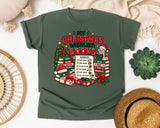 My Christmas Wishlist Books graphic tee in Moss Comfort Colors 1717
