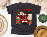 Santa's Reading List graphic tee in Graphite Comfort Colors 1717
