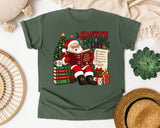 Santa's Reading List graphic tee in Moss Comfort Colors 1717