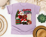 Santa's Reading List graphic tee in Orchid Comfort Colors 1717