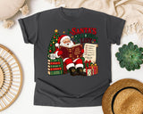 Santa's Reading List graphic tee in Pepper Comfort Colors 1717