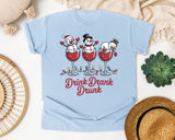 Drink Drank Drunk Snowmen graphic tee in Chambray Comfort Colors 1717