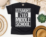Straight Into Middle School Graphic Tee on Comfort Colors 1717 Black garment-dyed t-shirt