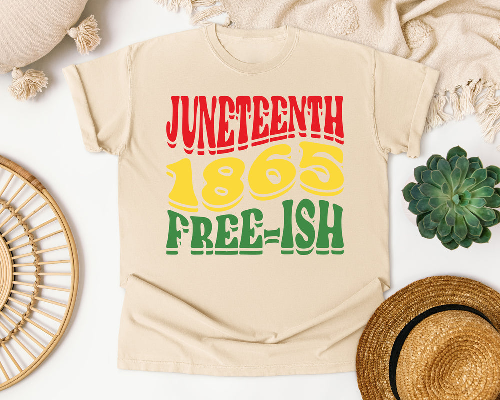 Juneteenth 1865 Free-ish Tricolor graphic tee in Ivory Comfort Colors 1717