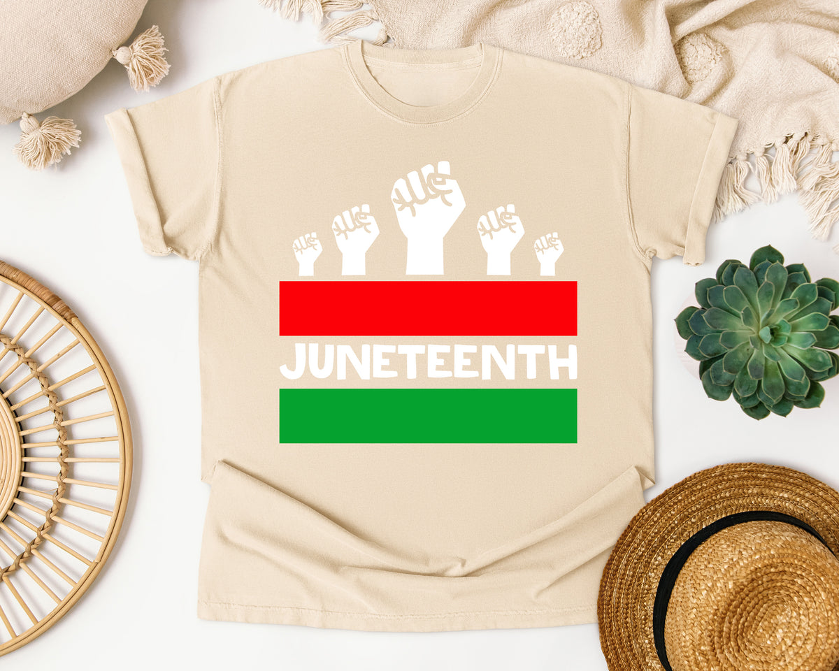 Juneteenth Raised Fists Flag Comfort Colors Shirt