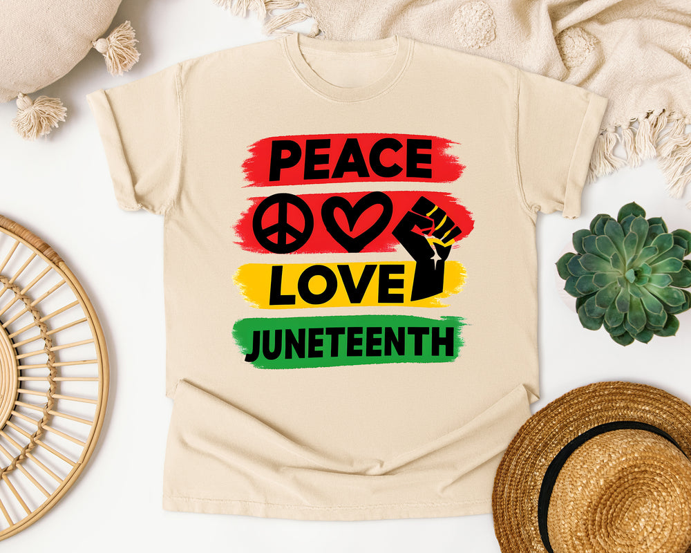 Peace Love Juneteenth graphic tee in Ivory Comfort Colors 1717