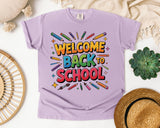 Welcome Back to School Pencils Graphic Tee on Comfort Colors 1717 Orchid garment-dyed t-shirt