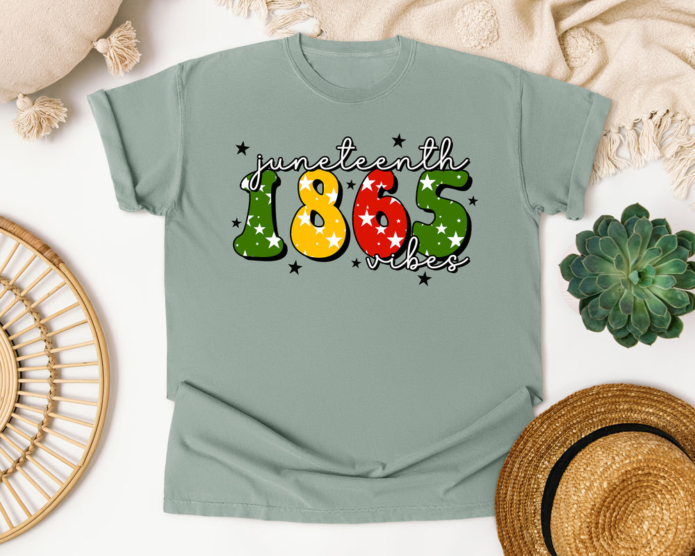 Juneteenth 1865 Vibes graphic tee in Bay Comfort Colors 1717