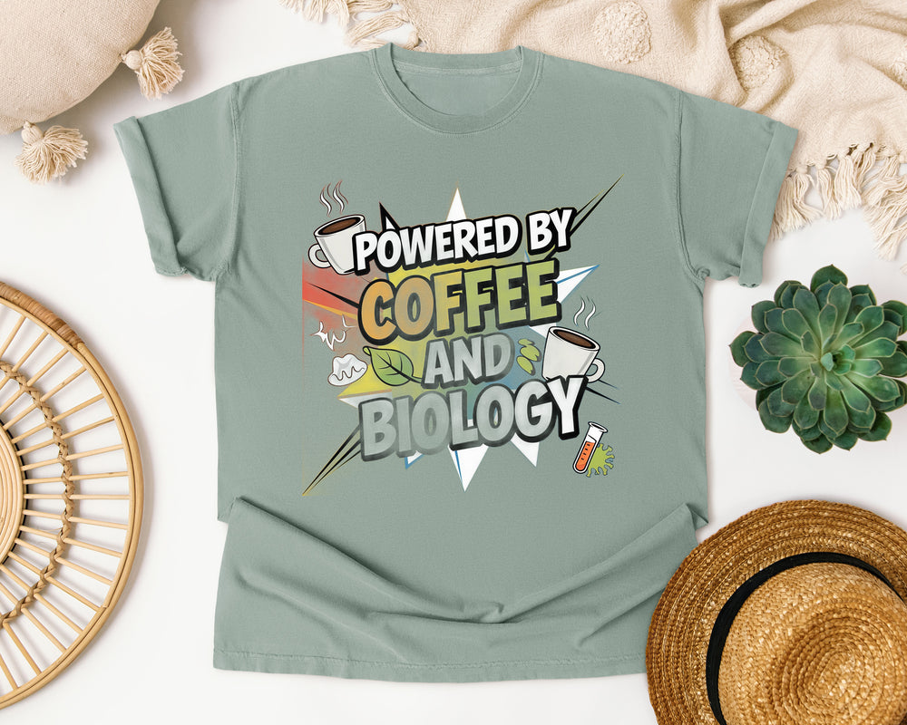 Powered By Coffee Biology graphic tee in Bay Comfort Colors 1717