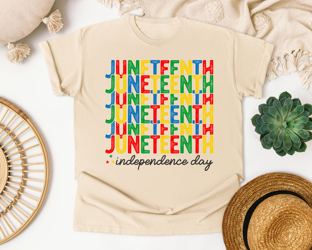 Juneteenth Independence Day graphic tee in Ivory Comfort Colors 1717