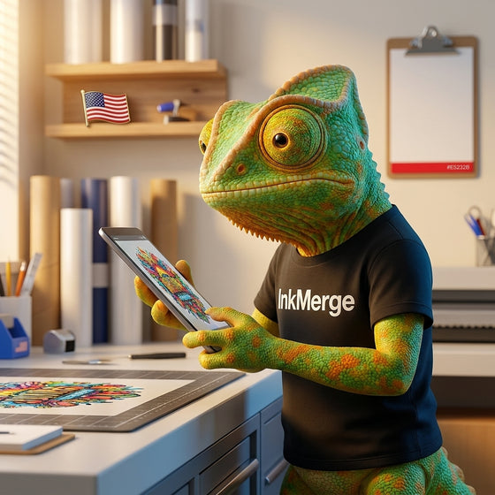 Otto at his workstation reviewing a design file on tablet