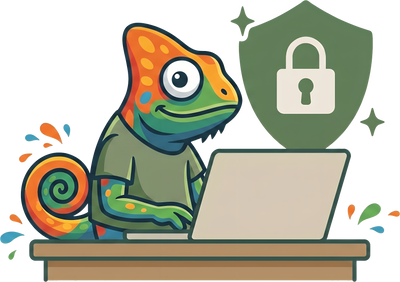 Otto at laptop with green shield and lock — secure checkout